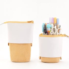 Multifunctional Creative Corduroy Retractable Pencil Case (Option: turmeric-1PC)