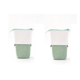 Multifunctional Creative Corduroy Retractable Pencil Case (Option: green -2PCS)
