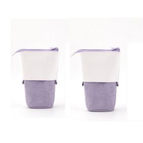 Multifunctional Creative Corduroy Retractable Pencil Case (Option: Purple-2PCS)