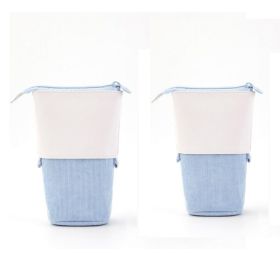Multifunctional Creative Corduroy Retractable Pencil Case (Option: Light Blue-2PCS)