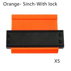 5 10 Inch Contour Gauge Template Plastic Measuring Contour Gauge Duplicator Tiles Edge Shaping Measure Ruler Measuring Tool (Option: Orange-5inch-5PCS)