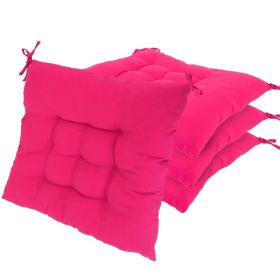 4Pcs Chair Cushion Pads Pillow 17.72x17.72x2.37in Soft Tie On Square Sitting Mats For Home Office Car Sitting Travel(Thickened) (Option: ProRoseRed)