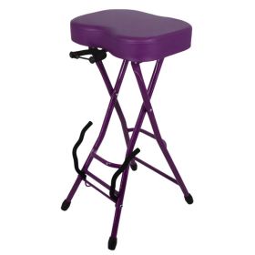 5Core Guitar Stool 3.15" Padded Chair Foldable Heavy Duty Music Seat Built In Foot Rest Guitar Stand (Option: Purple)