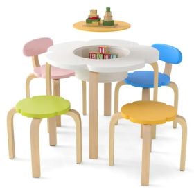 Flower-Shaped Toddler Table Chair Set, Safe Wooden Furniture For Play & Study (Option: Defaulttitle)
