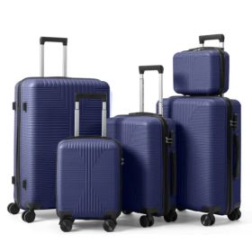 Non-TSA Customs Lock 5-in-1 PP Trolley Case, 12in, 16in, 20in, 24in, 28in PP, Navy Blue (Option: Defaulttitle)