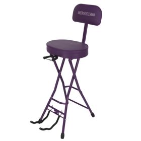 5Core Guitar Stool 3.15" Padded Chair W Backrest Foldable Music Seat Built In Foot Rest Guitar Stand (Option: Purple)