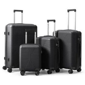 Non-TSA Customs Lock 4-in-1 PP Trolley Case, 16in, 20in, 24in, 28in, PP, Black (Option: Defaulttitle)