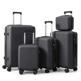 Non-TSA Customs Lock 5-in-1 PP Trolley Case, 12in, 16in, 20in, 24in, 28in, PP, Dark Gray (Option: Defaulttitle)