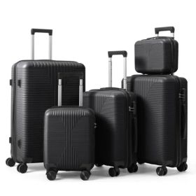 Non-TSA Customs Lock 5-in-1 PP Trolley Case, 12in, 16in, 20in, 24in, 28in, PP, Black (Option: Defaulttitle)